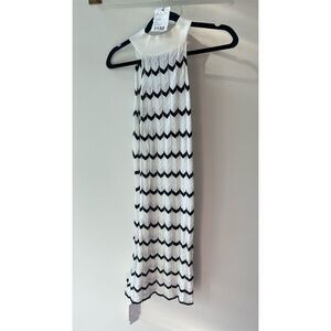 Commense, Black White Zigzag Knit Halter Dress Size S | 1150